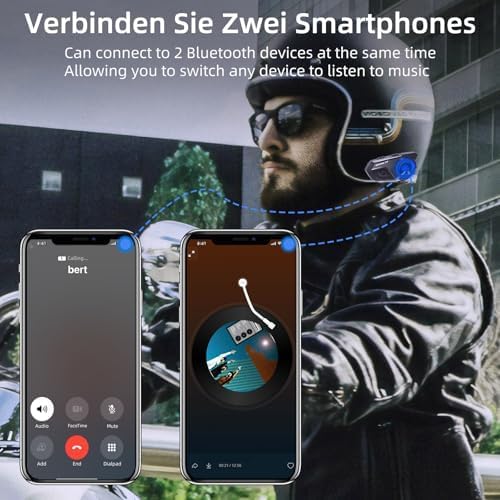 WAYXIN T2 Motorrad Headset mit Gegensprechanlage,Helm Kommunikationssystem für 2 Personen in Reichwe