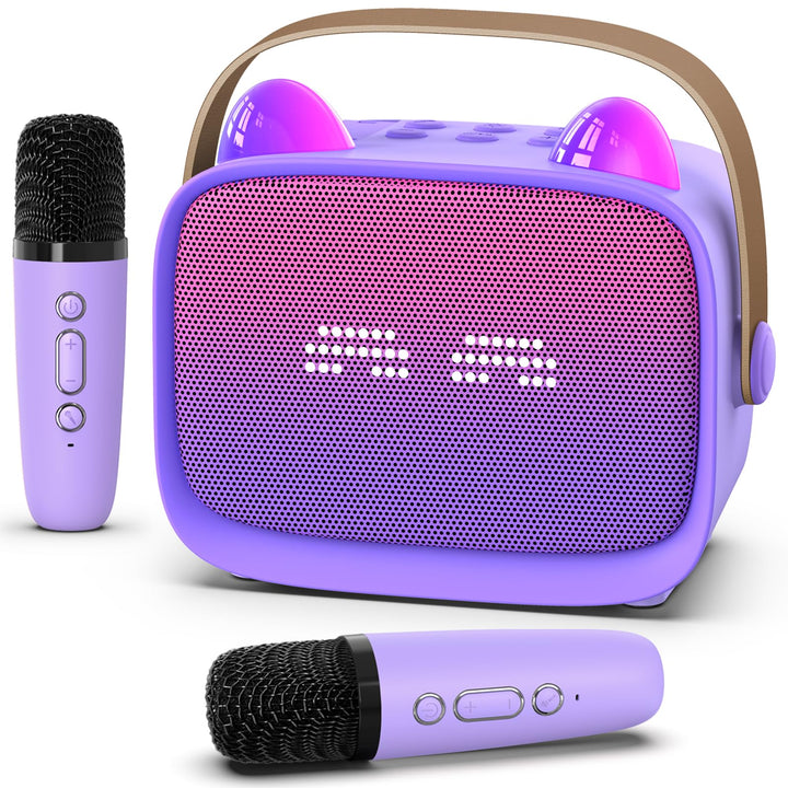 Karaoke Maschine mit 2 Karaoke Mikrofonen Kinder: Mini Karaoke Maschine Geschenk Mädchen mit Mikrofo