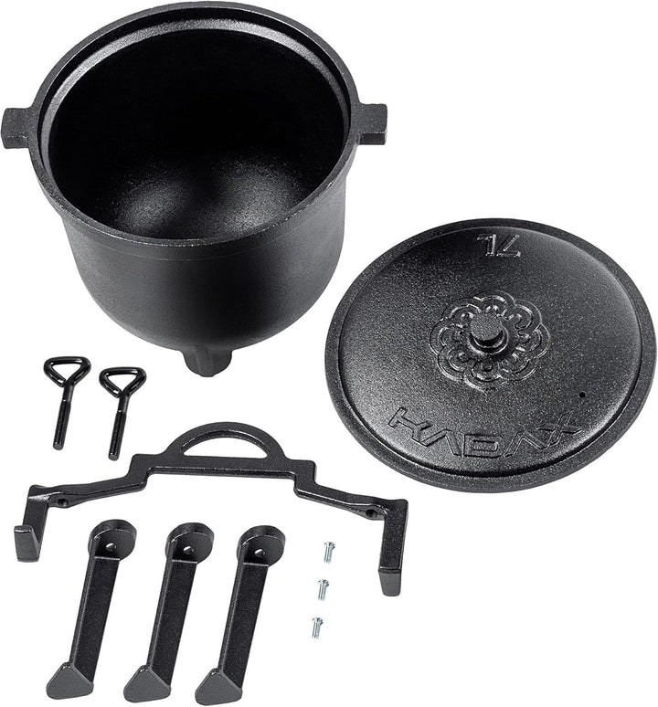 KADAX Jagdkessel, Gusseisen Kochtopf mit Füssen, Schmortopf aus Gusseisen, Dutch Oven für Garten, La