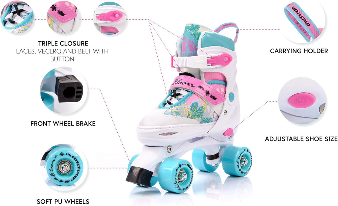 meteor Retro Rollschuhe Disco Roll Skate wie in den 80er Jahren Jugend Roll-Schuhe Kinder Quad Skate
