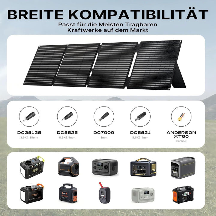 MARBERO 100W faltbares Solarpanel IP68 wasserdicht, 20V Solarladegerät für Powerstation, Typ-C,USB &