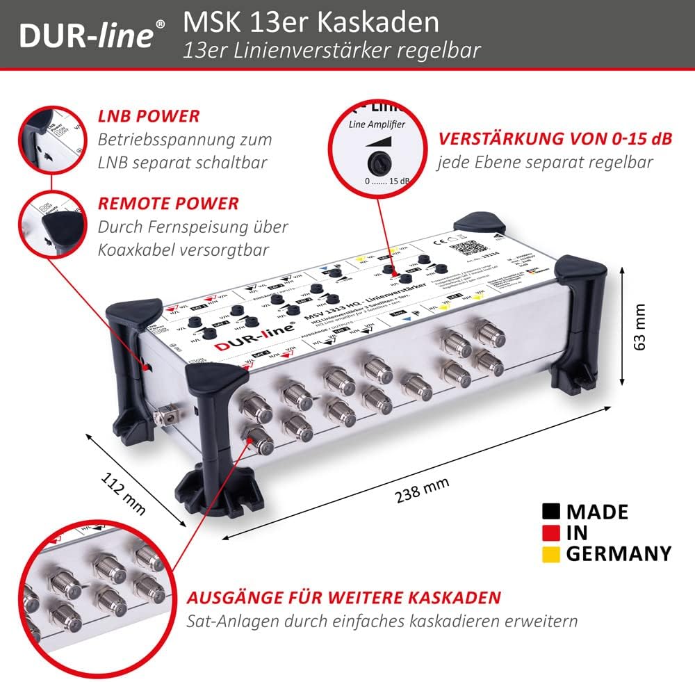 DUR-line MSV 1313 HQ Linienverstärker - Zur Verstärkung von Kaskaden-Systemen von 3 Satelliten - Mad