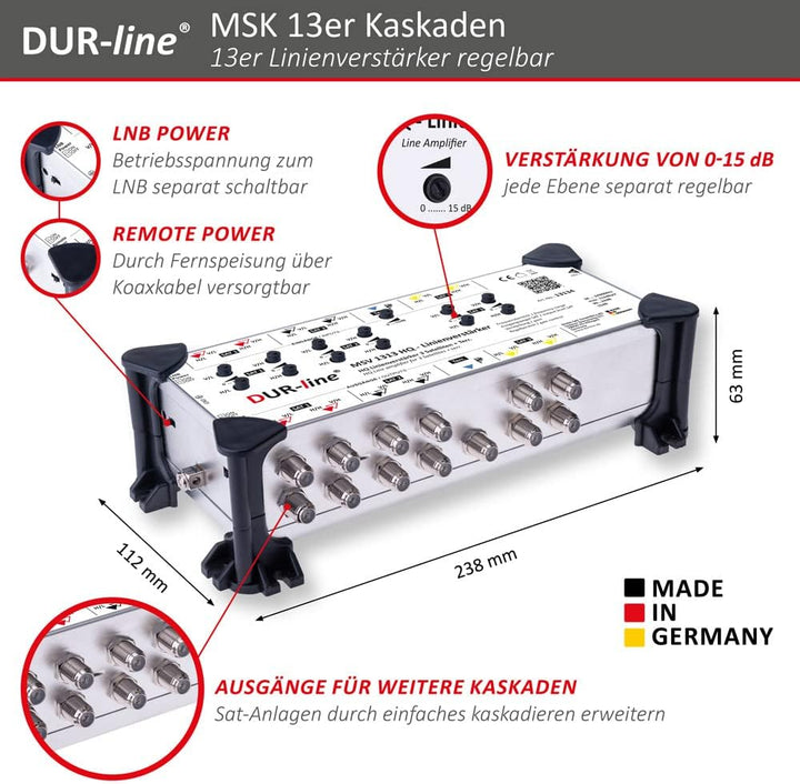 DUR-line MSV 1313 HQ Linienverstärker - Zur Verstärkung von Kaskaden-Systemen von 3 Satelliten - Mad