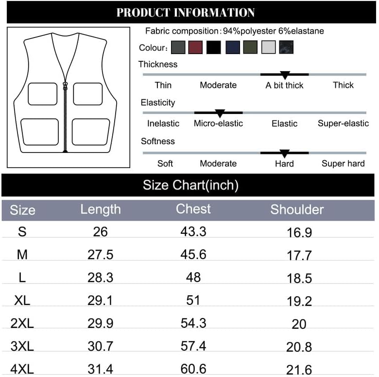 Zzkouine Leichte Softshell Weste für Herren, Bodywarmer Fleece Weste Full Zipp Softshellweste, Weste