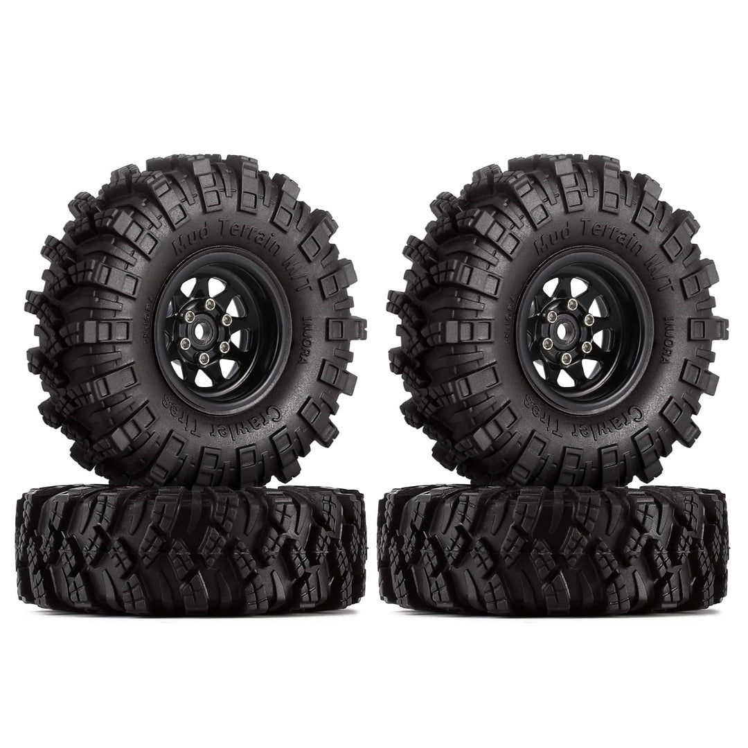 INJORA 1.0 RC Beadlock Rad Schlamm Reifen Set Deep Dish 1, 0 Räder für Axial SCX24 FCX24 FCX18 Gladi