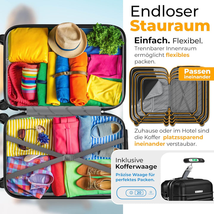 KESSER® Reisekoffer Grosser Hartschalen-Koffer Inkl. Kofferwaage + Gepäckanhänger Trolley Gepäck Rol