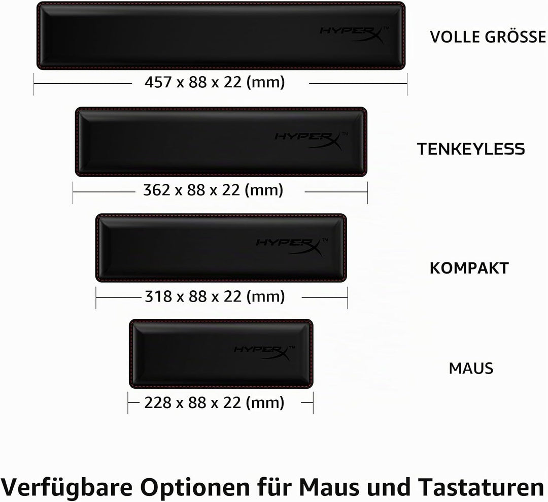 HyperX Handballenauflage – Tastaturen Ohne Zehnerblock - Kühlendes Gel - MemorySchaum - Rutschfest Z