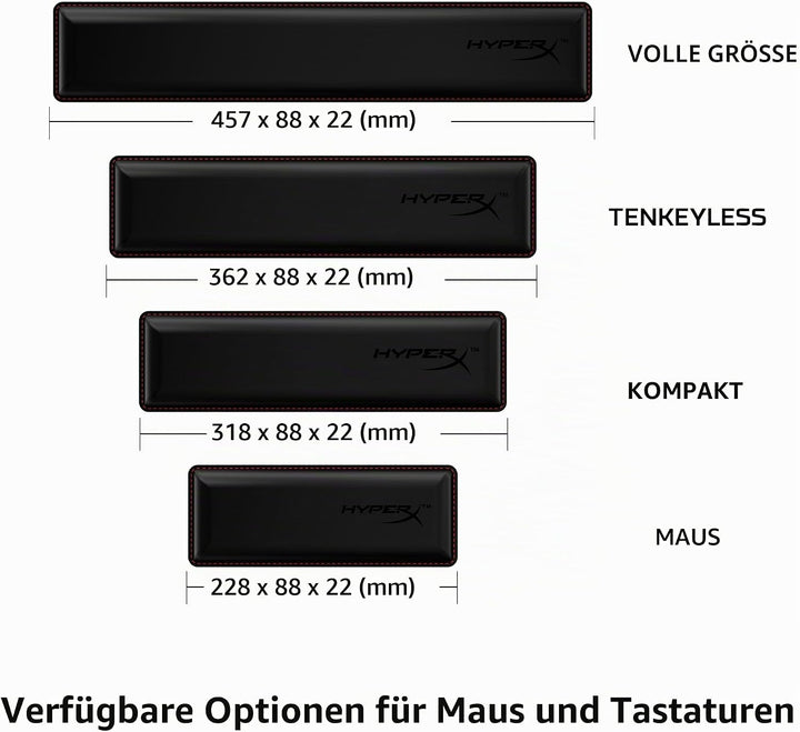 HyperX Handballenauflage – Tastaturen Ohne Zehnerblock - Kühlendes Gel - MemorySchaum - Rutschfest Z