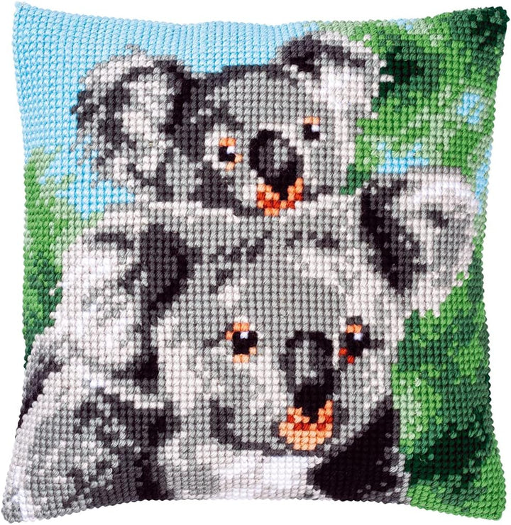 Vervaco PN-0158399 Kreuzstichkissen Set vorgezeichnet, Baumwolle, Koala mit Baby, 40x40cm