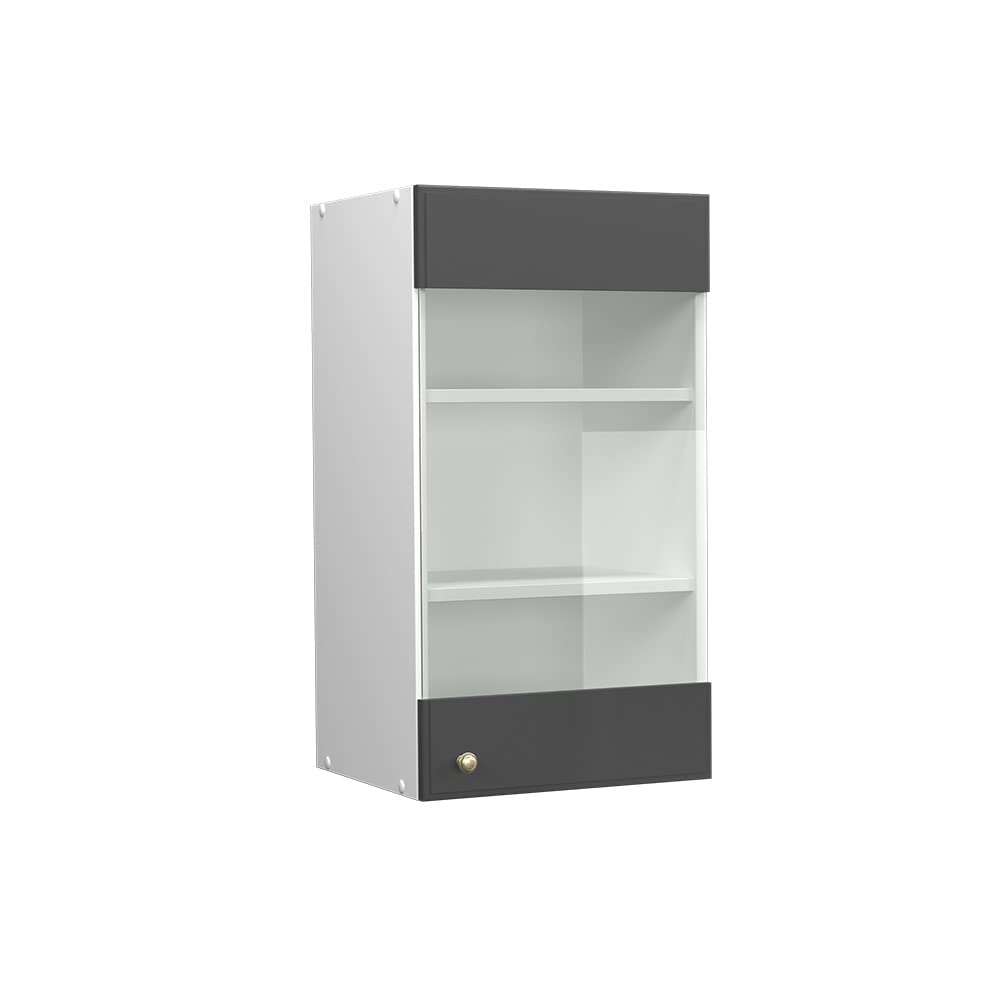 Vicco Küchenschrank Glas Fame-Line, Anthrazit-Gold/Weiss, 40 cm Anthrazit-gold Hängeglasschrank 40 c