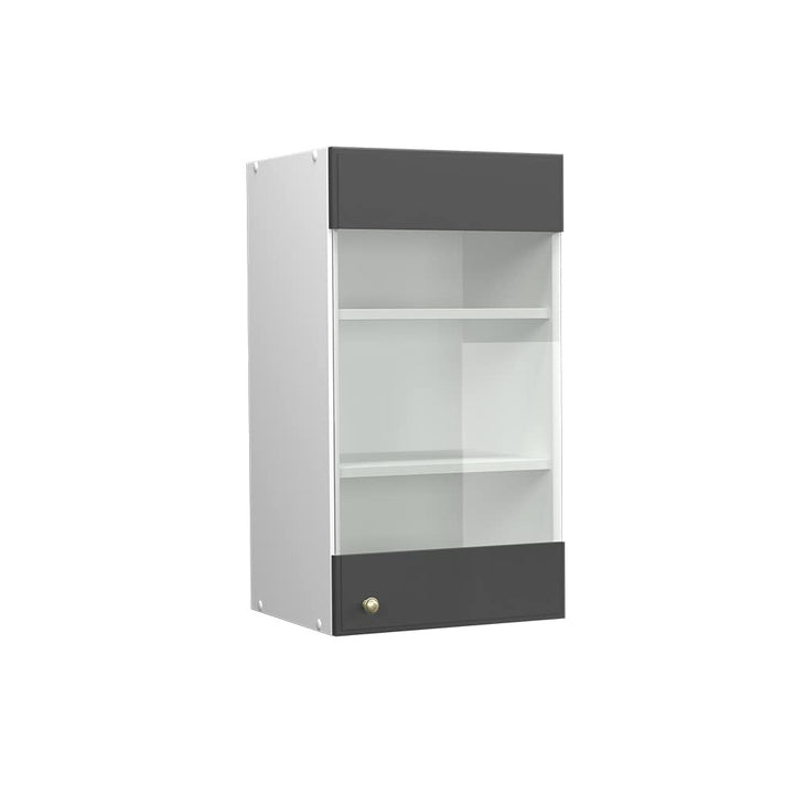 Vicco Küchenschrank Glas Fame-Line, Anthrazit-Gold/Weiss, 40 cm Anthrazit-gold Hängeglasschrank 40 c