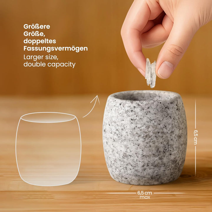 Verdampferschale Sauna aus Granit - 6,5 x 6,5 cm Sauna Ei für Mentholkristalle & Saunaöle - intensiv