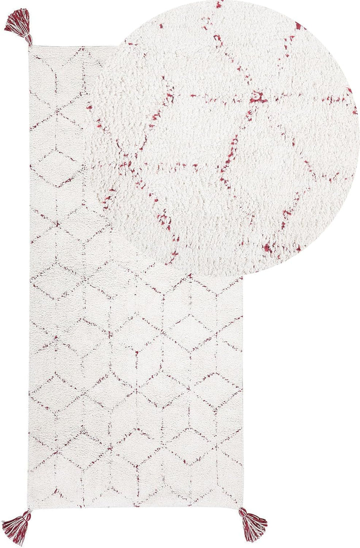 Dekorativer Teppich Shaggy mit Fransen weiss 80x150 cm Sakarya