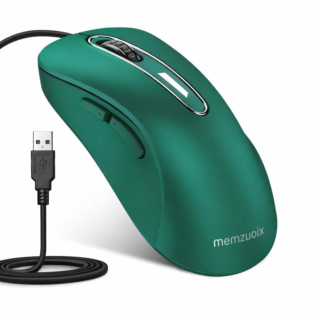 memzuoix Maus mit Kabel – Optische USB-Maus mit 1400 DPI, 5 Tasten, ergonomisches Design, 1,5 m Kabe