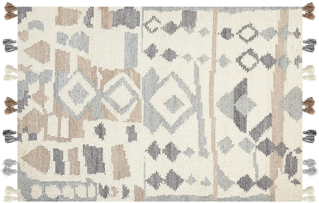 Kelim-Teppich Wolle bunt 160 x 230 cm handgewebt geometrisches Muster Mrgavet