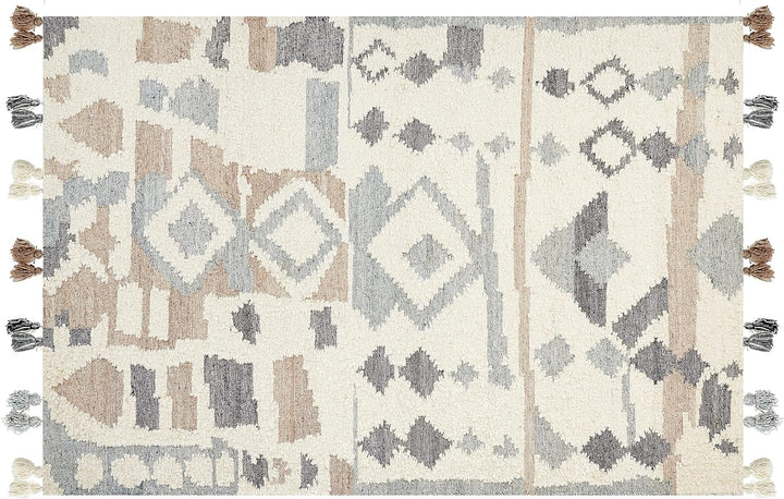 Kelim-Teppich Wolle bunt 160 x 230 cm handgewebt geometrisches Muster Mrgavet