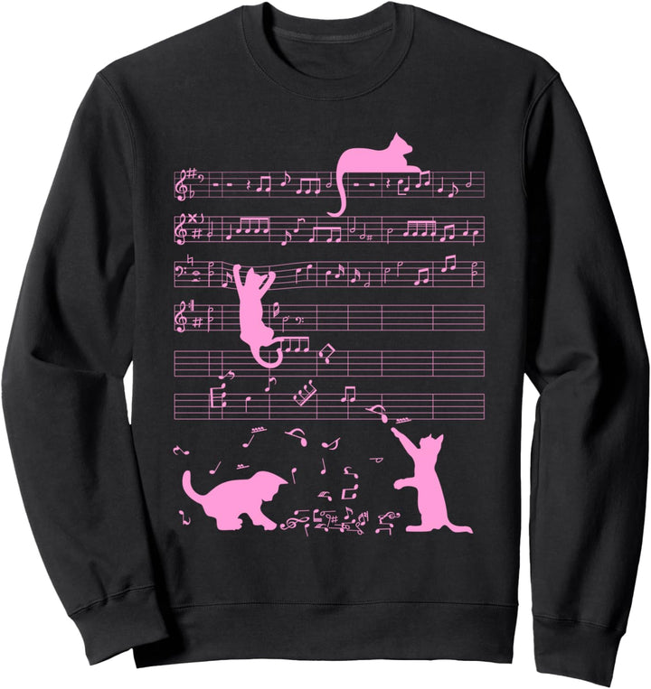 Niedliche Katze spielt mit Musiknoten Musiker Musikalisch Sweatshirt