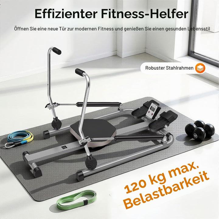 Hydraulisches Fitness-Rudergerät aus Stahl, Faltbar Rudergerät für Zuhause mit LCD Display, Maximale