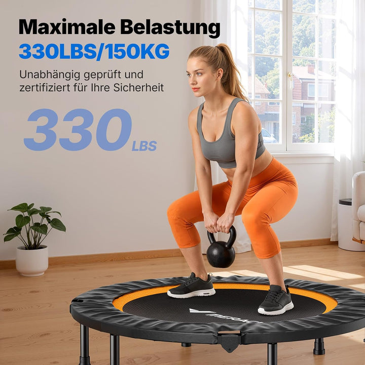 MERACH Mini Trampolin - 102cm/122cm Fitness Trampolin Faltbar, Maximale Belastung 150 KG, Trampoline