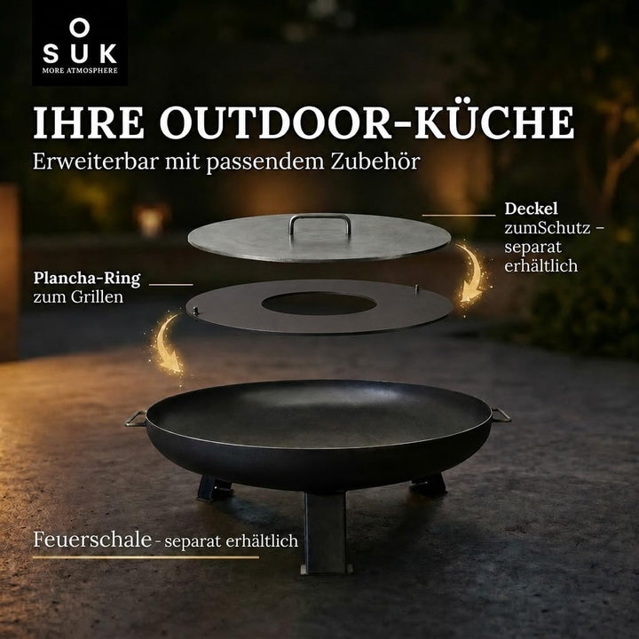 SOUK ONE Plancha Ø 60 cm Feuerring Feuerplatte Grillring für Feuerschale, Feuertonne - Grillplatte a
