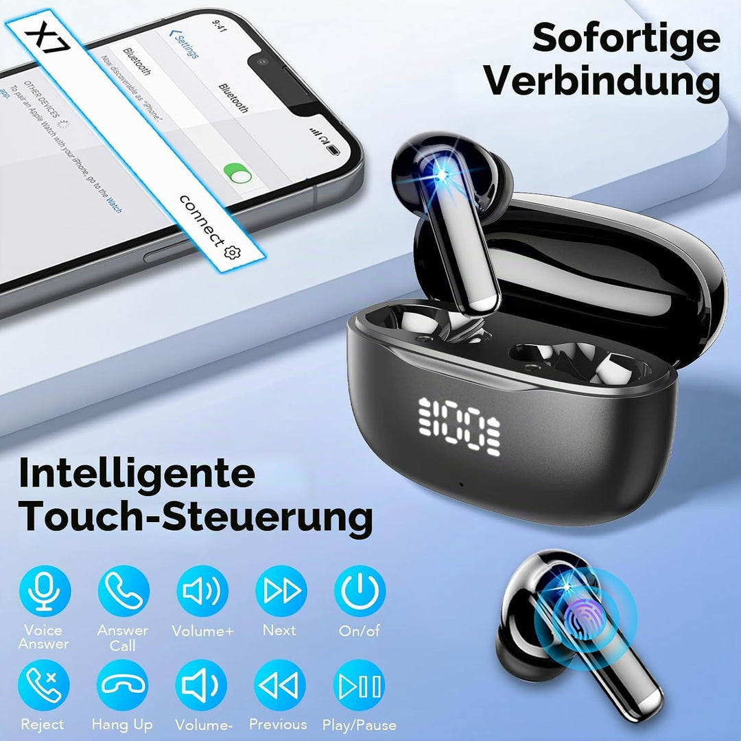 2026 Neu Bluetooth Kopfhörer, In Ear Kopfhörer Kabellos Bluetooth 5.4, 4 ENC Noise Cancelling Mic mi