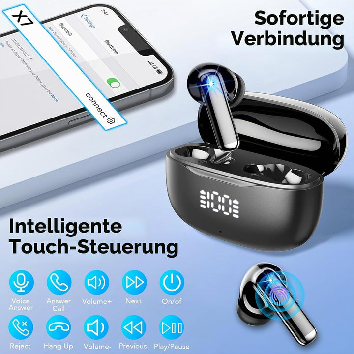 2026 Neu Bluetooth Kopfhörer, In Ear Kopfhörer Kabellos Bluetooth 5.4, 4 ENC Noise Cancelling Mic mi