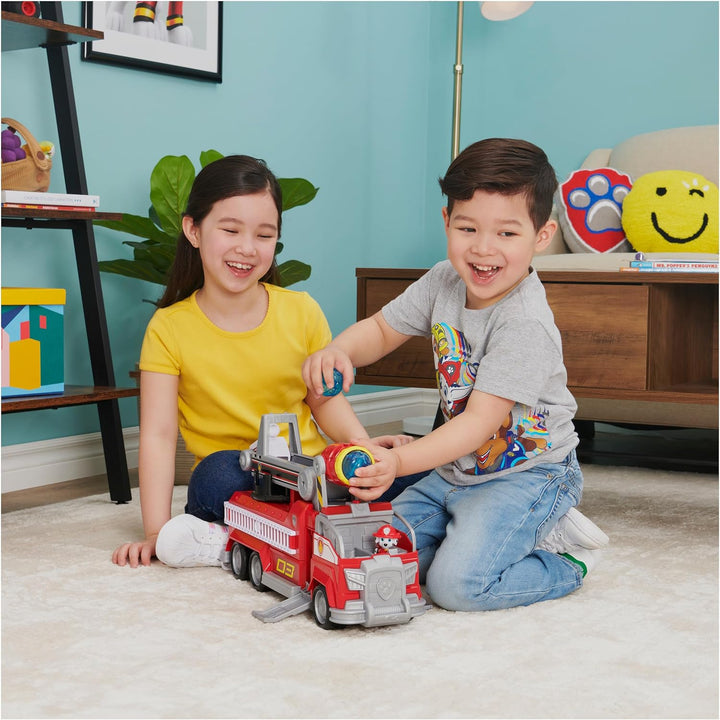 PAW PATROL Marshalls Transformations-Feuerwehrwagen aus dem Kinofilm, Deluxe Verwandlungsfahrzeug, m