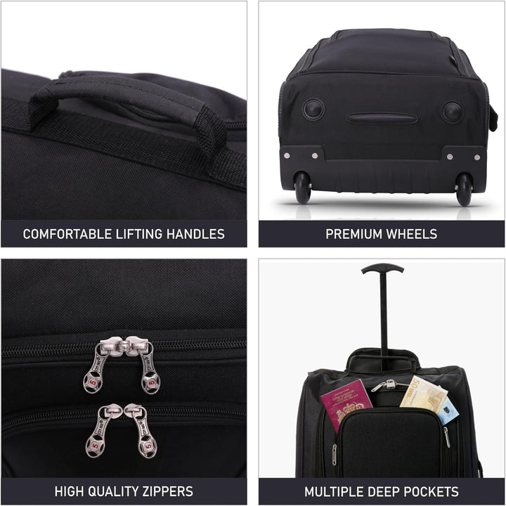 5 Cities Set von 2 Leichtgewicht Handgepäck Kabinengepäck Flugtasche Koffer Trolley Gepäck