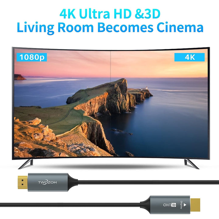 Twozoh HDMI Glasfaser Kabel 30M, HDMI Optisches Kabel 2.0 4K/60Hz (4:4:4 HDR10 HDCP2.2) 1440p 144Hz