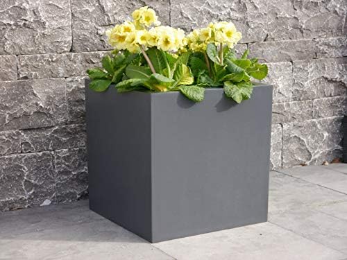 Pflanzkübel der BUNDESGARTENSCHAU L40x B40x H40cm aus Fiberglas in anthrazit, Blumenkübel, Pflanzgef