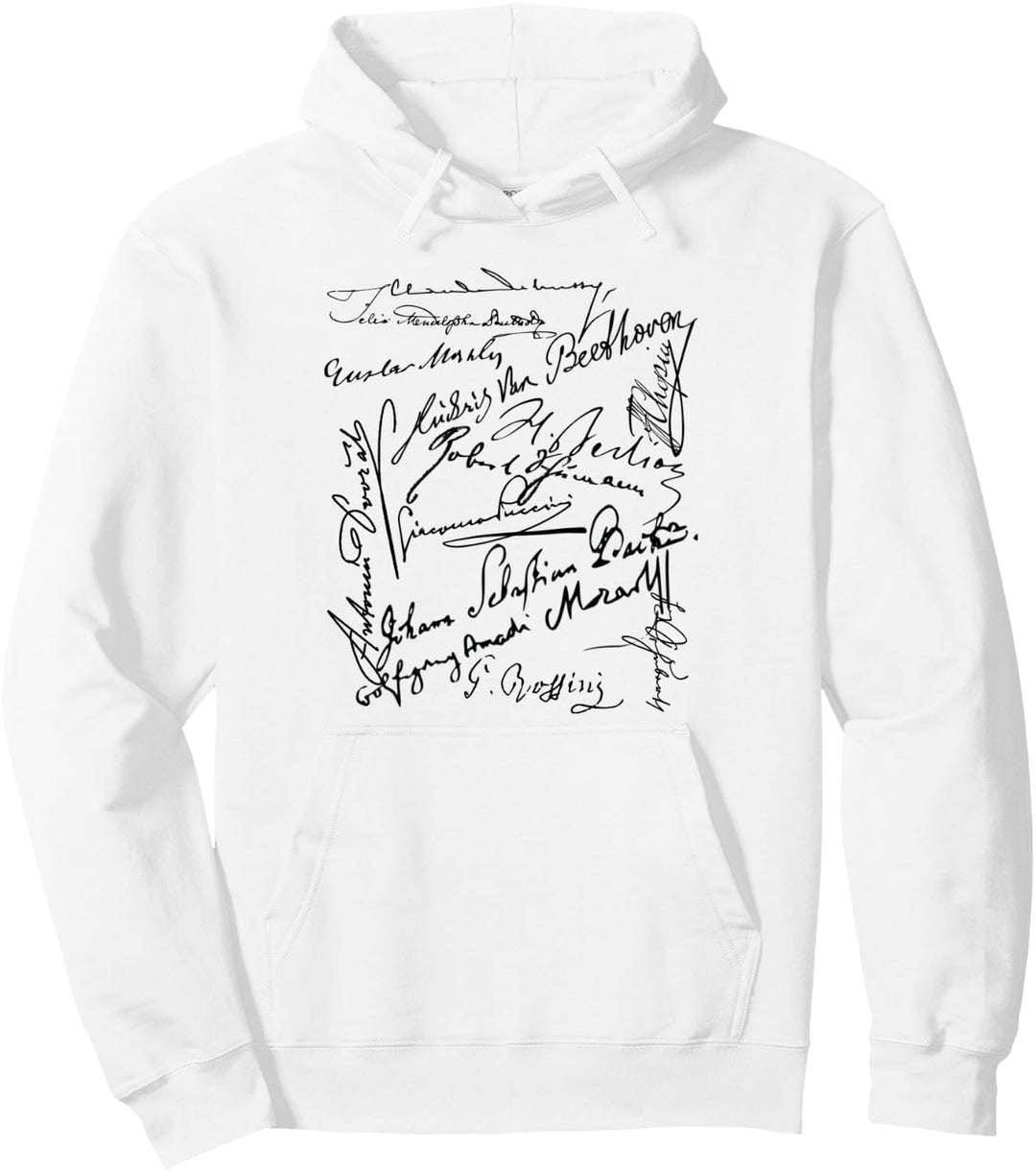 Komponist Signaturen Bach Beethoven Mahler Mozart Rossini Pullover Hoodie