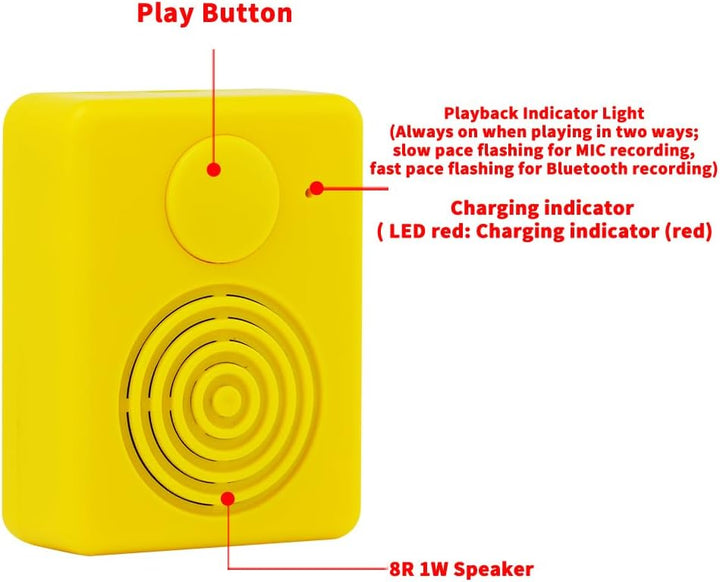 16 MB Diktiergerät mit Lautsprecher, unterstützt Bluetooth und Mikrofonaufnahmen,16 Minuten einfache