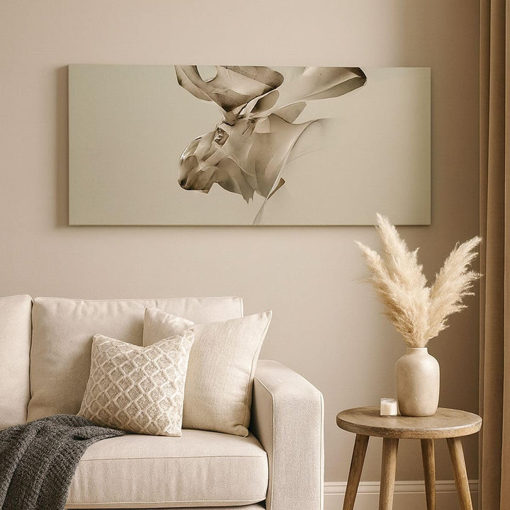 Panorama Bilder auf Leinwand 100x40cm Leinwandbild Elch Abstraktion Gross Wanddeko Bild Schlafzimmer