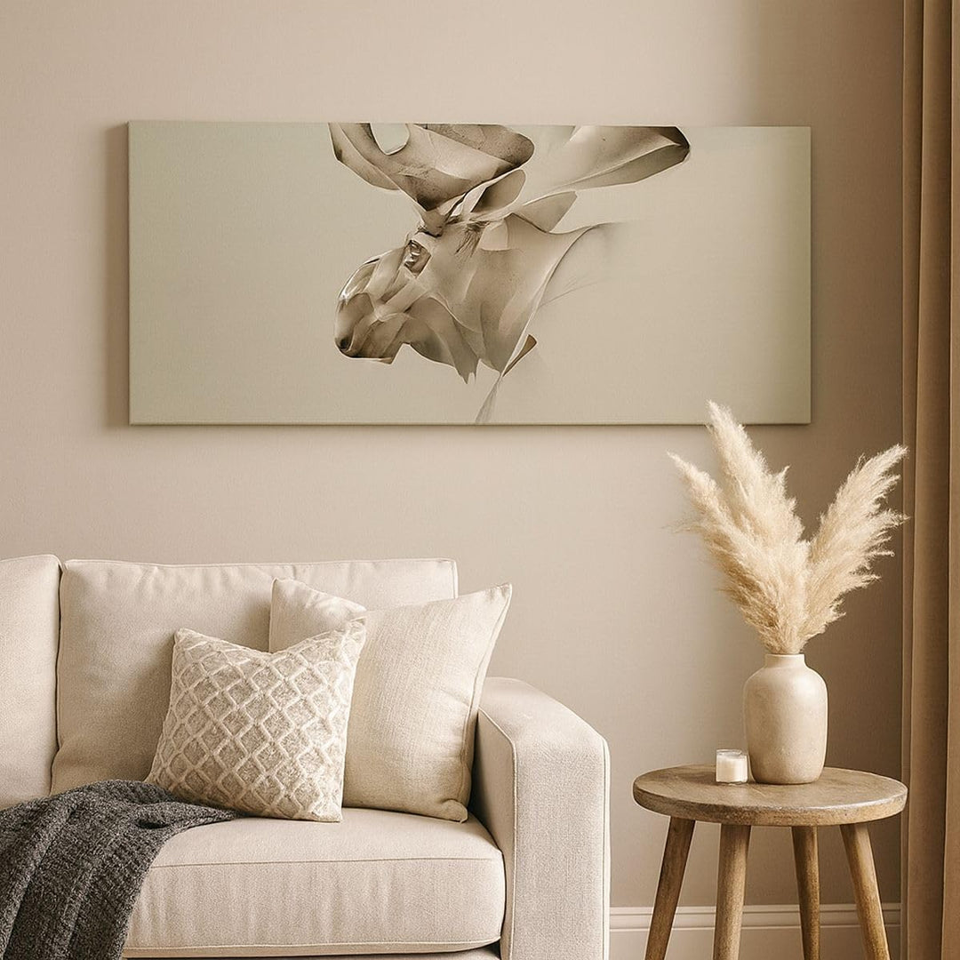 Wandbilder Dekoration Wohnzimmer Elch Abstraktion Panorama Bilder auf Leinwand 120x50cm Leinwandbild