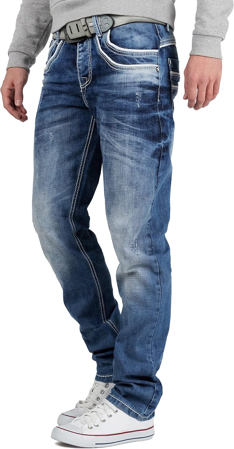 Cipo & Baxx Herren Jeans Regular Fit & Slim Fit – Stylische Denim für Männer mit Used Look, Reissver