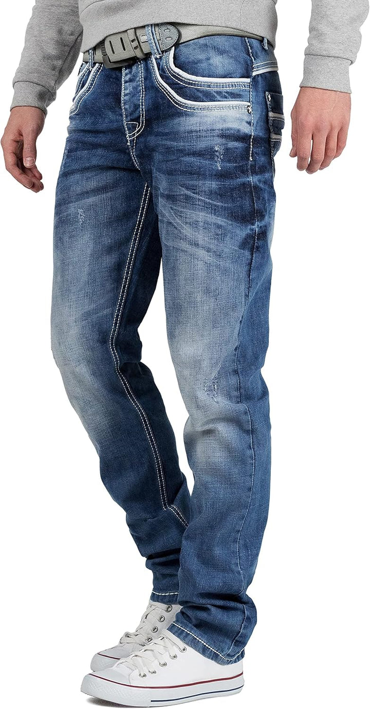 Cipo & Baxx Herren Jeans Regular Fit & Slim Fit – Stylische Denim für Männer mit Used Look, Reissver