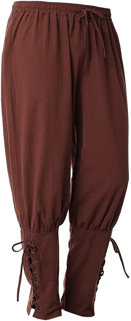 COSDREAMER Herren Mittelalterhose Wikinger Piraten Kostümhose Braun 3XL 3XL Braun, 3XL Braun