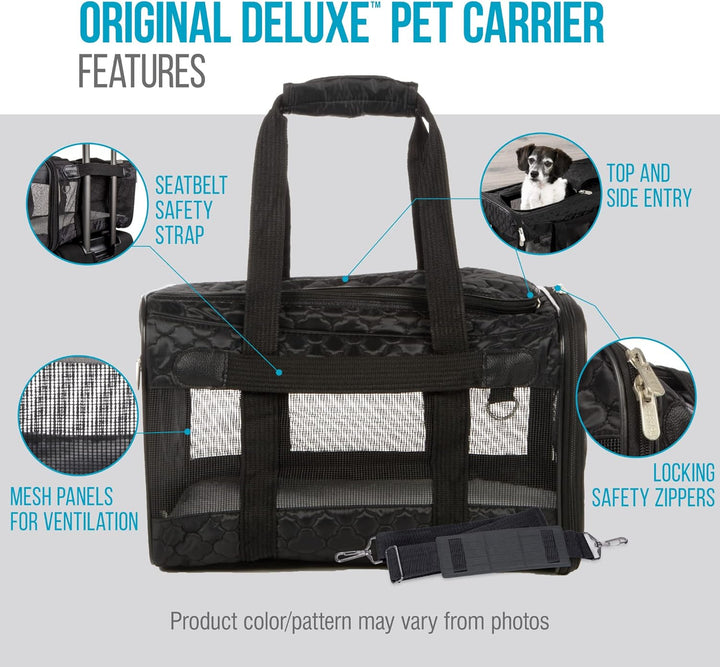 Sherpa Original Deluxe Transportbox für Haustiere, für Fluggesellschaften zugelassen, schwarzes Gitt