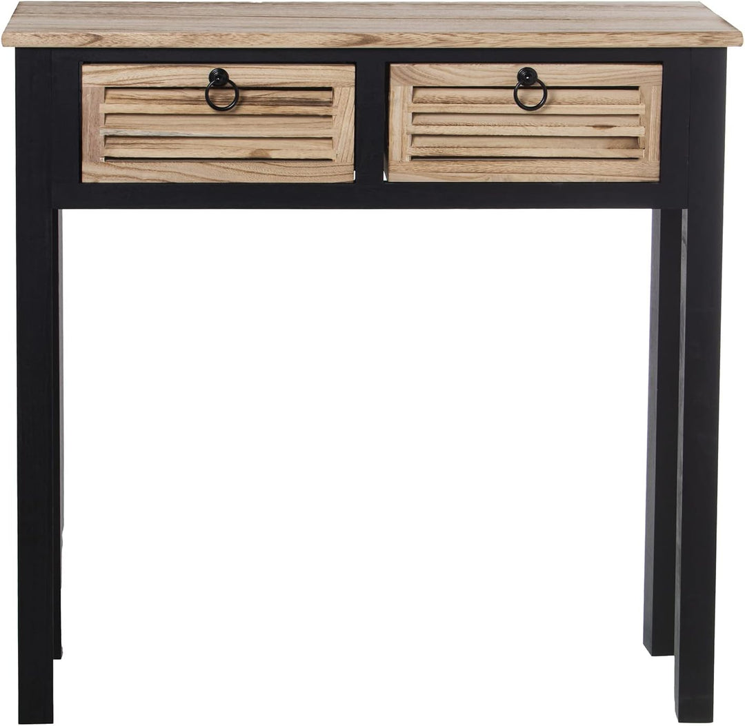 DRW Konsole, Holz und MDF, Schwarz/Natur, 163x3.5x81 cm