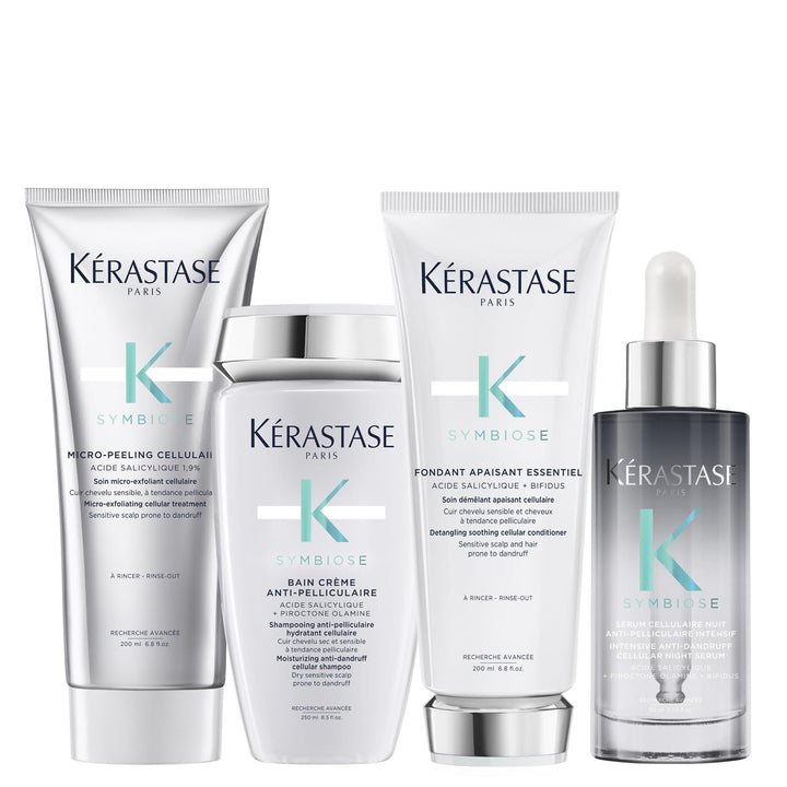 Kérastase, Symbiose, Anti-Schuppen Pflegeroutine mit Peeling, Shampoo, Haarspülung und Haarserum, Fü