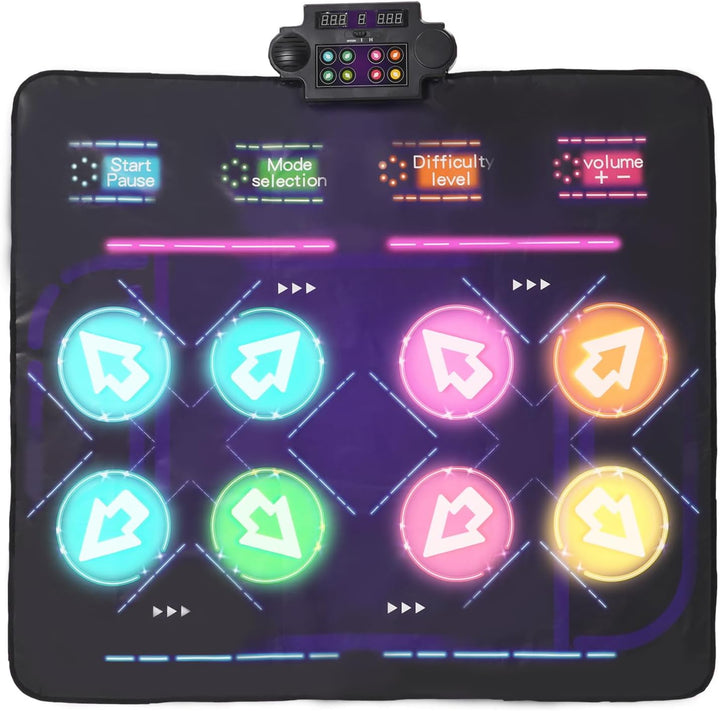 Kinder Doppeltanzmatte, Tanzmatte Kinder Mit Vier Wettkampfmodi 8 LED-Anzeigen,Geeignet Für Kinderta