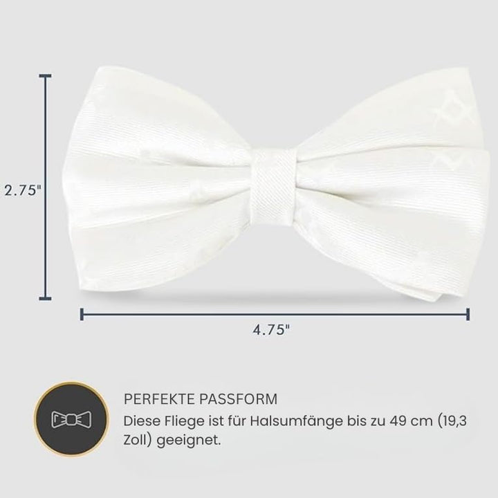 Freimaurer-Fliege 100 % Seide gewebt, Weiss