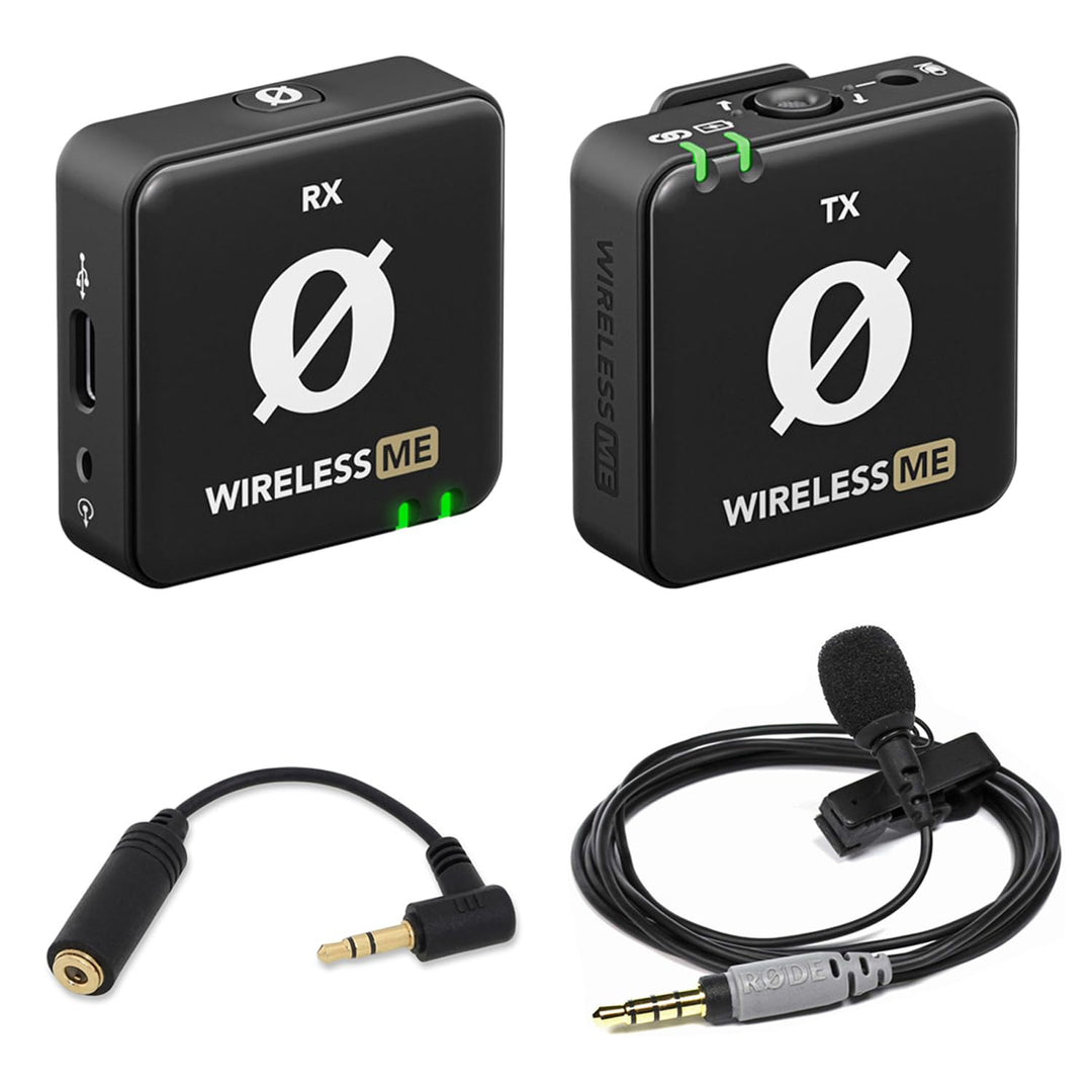 Rode Wireless ME Drahtlos Mikrofon System + Smartlav+ Mikrofon + keepdrum ADP03 TRS-Adapter WiME + S
