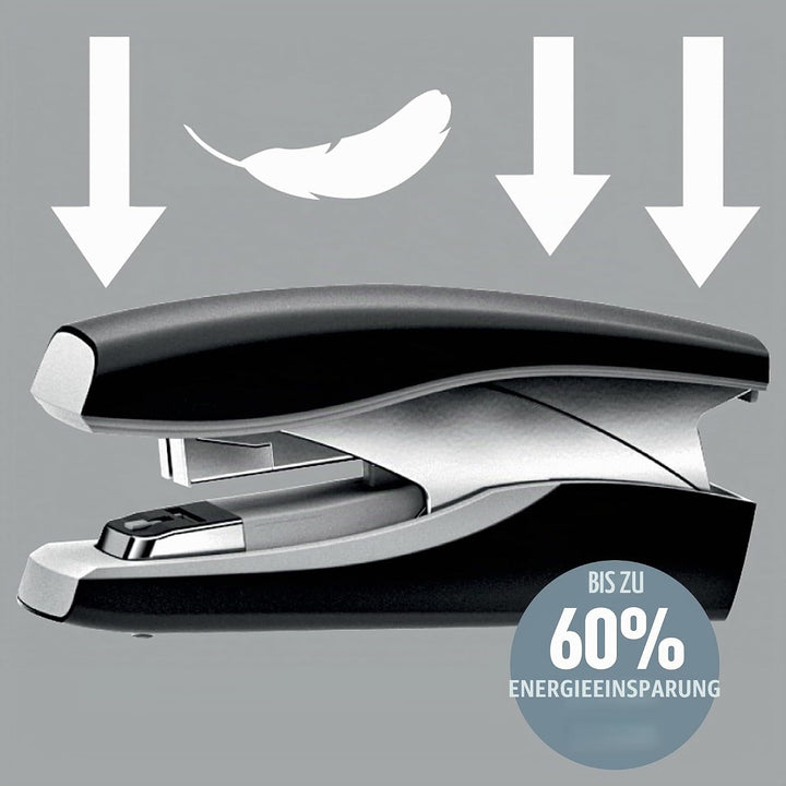 Leitz Softpress Flachheftgerät aus Metall, Für 30 Blatt, Ergonomische Form, Inkl. Heftklammern, Blau