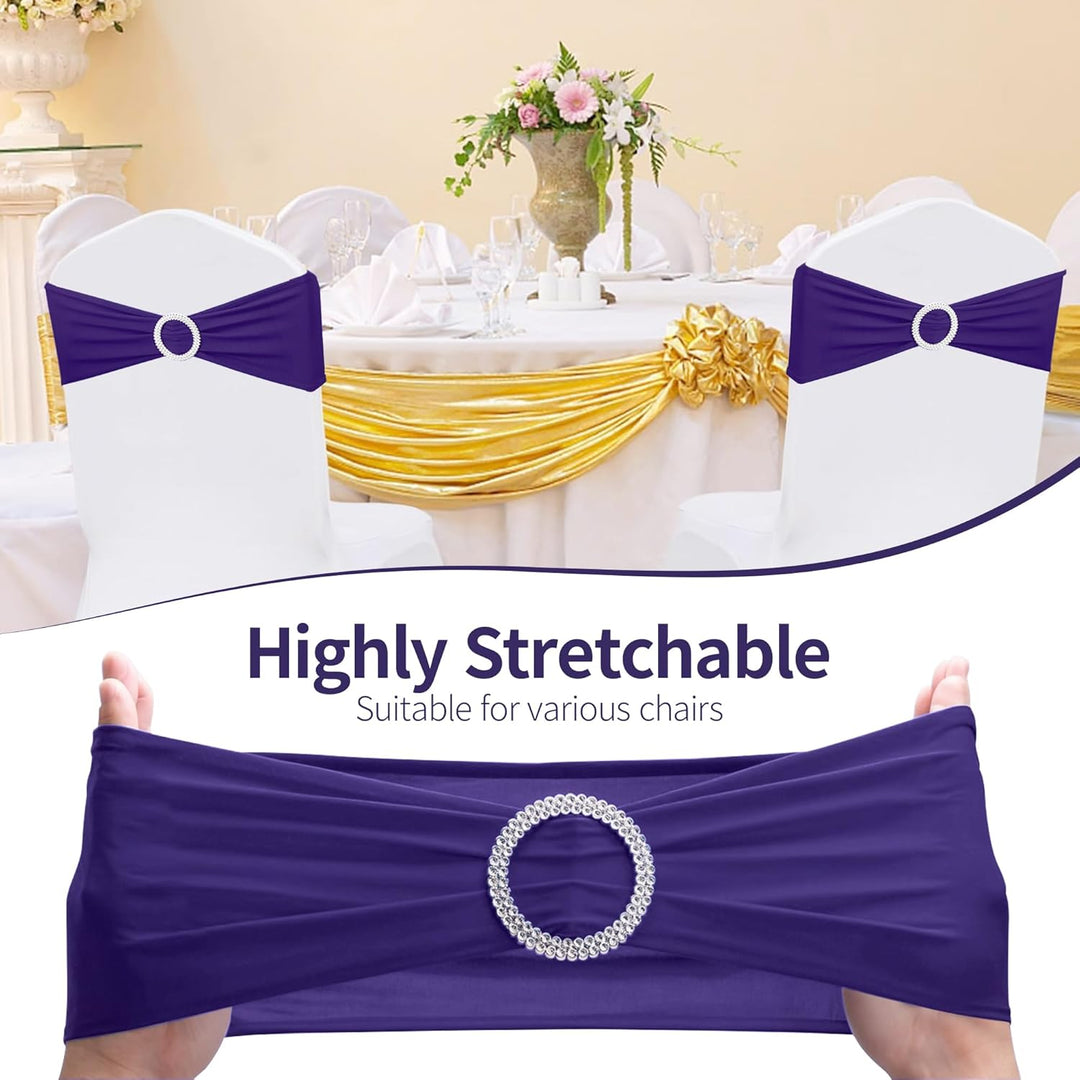 Weddecor Stuhldekoration, elastisches Stuhlband, Stuhlschärpe aus Spandex mit Schiebeschnalle, für H