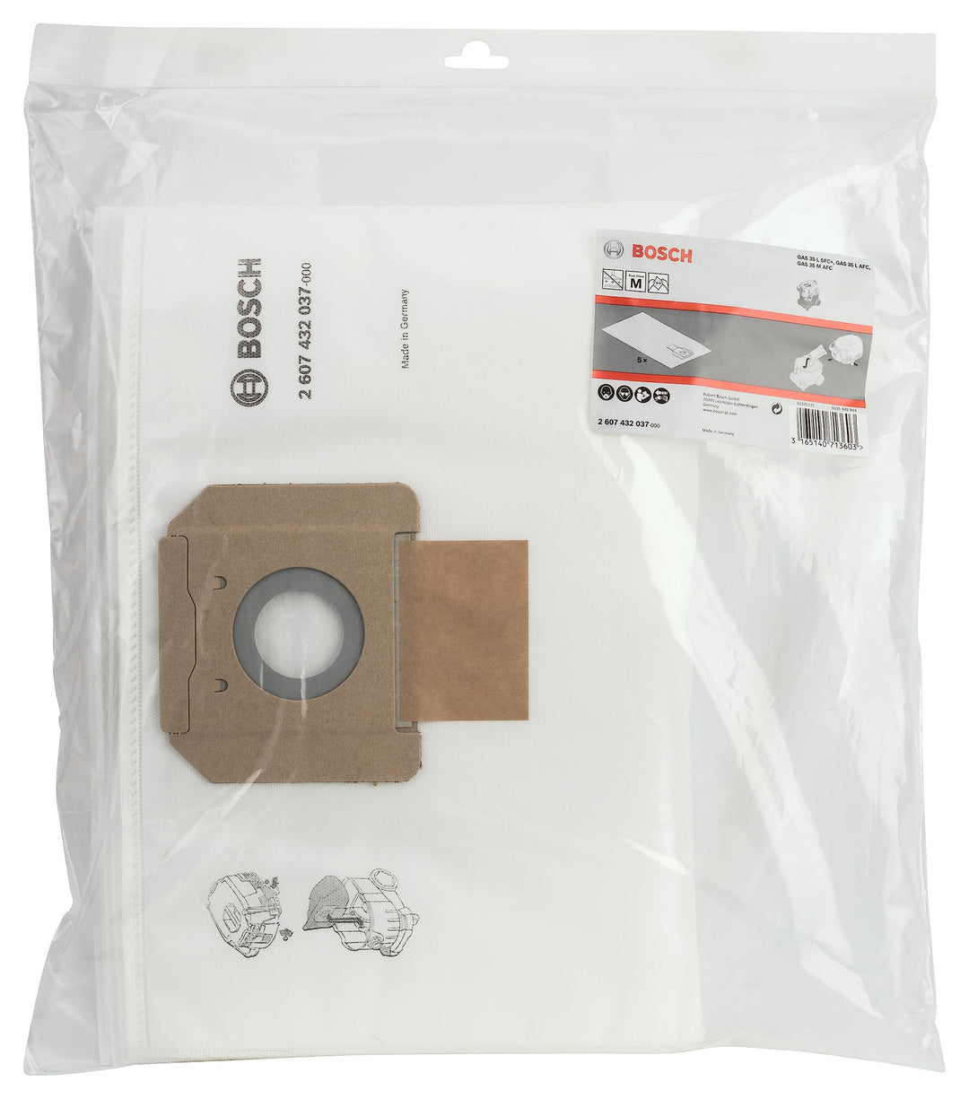 Bosch Professional Vlies Staubsauger Beutel (5 Stück, für GAS 35, in Plastikhülle) 1er Pack