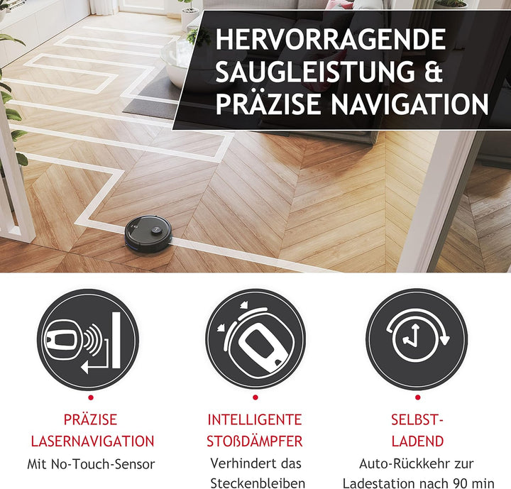 Hoover HG5 Saugroboter mit Wischfunktion und App-Steuerung inkl. Karte und Zeitplan – HYDRO Roboter