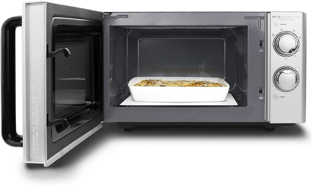 CASO | MG20 Ecostyle Ceramic 2-in-1 Mikrowelle mit Grill | Keramikboden, Grill-Rost, 20 L, 700 W, 10