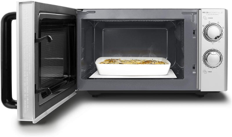 CASO | MG20 Ecostyle Ceramic 2-in-1 Mikrowelle mit Grill | Keramikboden, Grill-Rost, 20 L, 700 W, 10