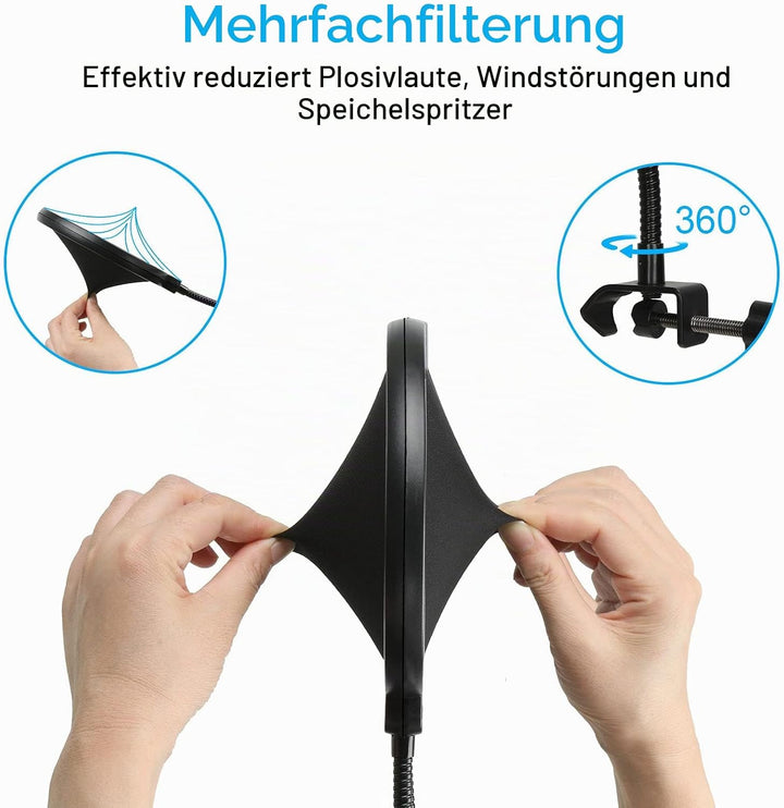 Blue Yeti X Mikrofonarm mit Popschutz - Professioneller Mikrofon Arm Ständer Kompatibel mit Blue Mic